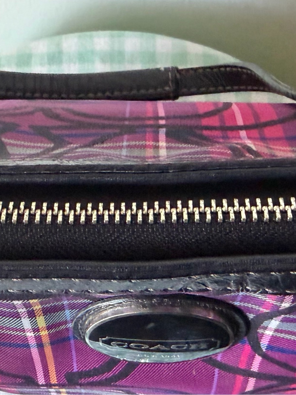 BUNDLE Coach Poppy Tartan Purple and Pink Plaid Tote Bag and Wallet Set F15229 - Picture 6 of 15